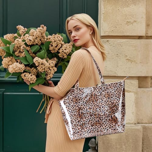 Image of KALIDI PVC Zipper Tote Bag, Jelly Plastic Kraft Paper Summer Beach Bag