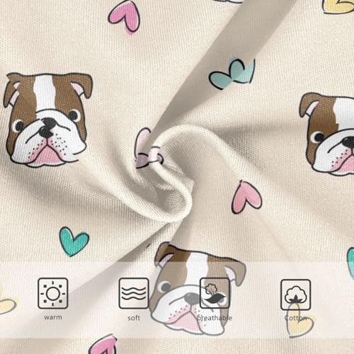 Wusikd Bulldog Heart Girls' Underwear Cotton Beige Girls Briefs Soft Toddler Underwear 2T3