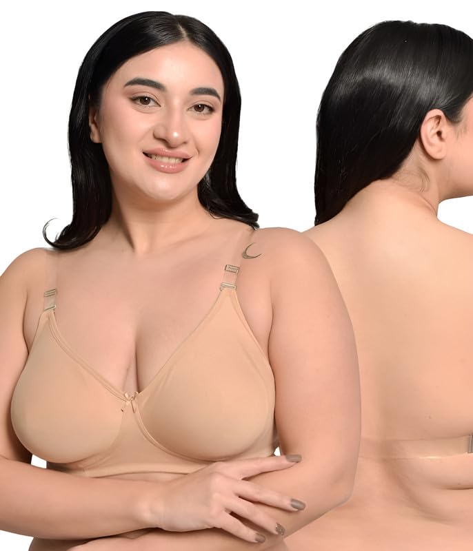 inner sense Organic Cotton and Bamboo Plus Size Bra for Women I Comfortable, Non Padded, Wire Free, Backless Bra for Women with Transparent Back and Removable Straps-picture-19