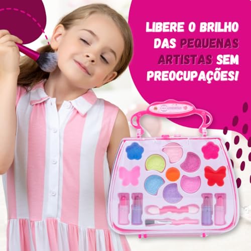 Combo Maleta Estojo de Maquiagem Infantil Beauty com Sombras, Batons e Acessórios - Combo Completo d