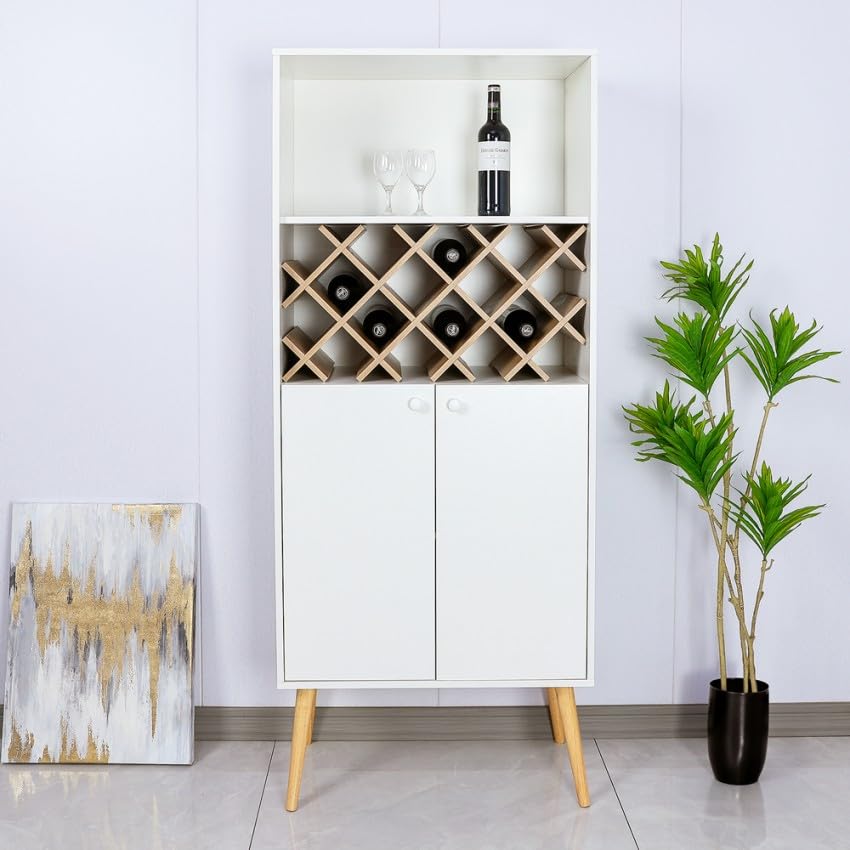 Ulbster vinoteca mueble para vinos de cocina y salón con 2 puertas estilo nórdico