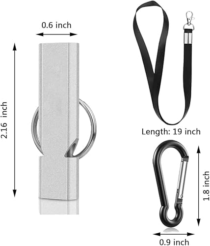 Miniatura 3 de Liaogo 2 silbatos de emergencia silbato de supervivencia de doble tubo con mosquetón y cordón silbato de emergencia más fuerte para exteriores