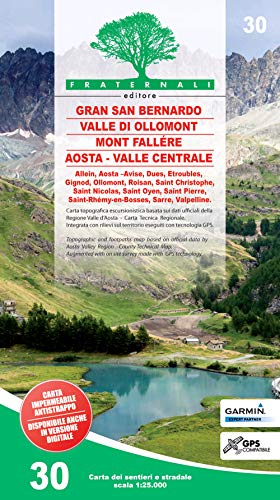 Carta n. 30. Gran San Bernardo, Valle di Ollomont, Mont Fallére, Aosta 1:25.000 (wandelkaart)