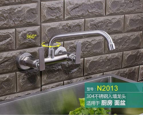 Grifo de cocina para fregadero de pared con brazo basculante calor frío modo dual 3