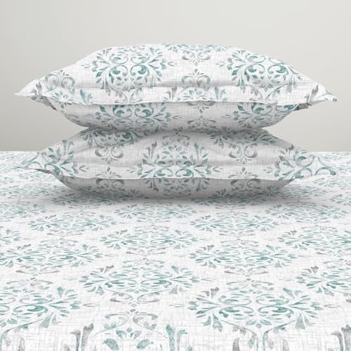 Image of Welspun 100% Cotton Bedsheet for Double Bed King Size with 2 Pillow Covers | Breathable & Soft Double Bed Bedsheet | 274 x 274 cm | Light Green