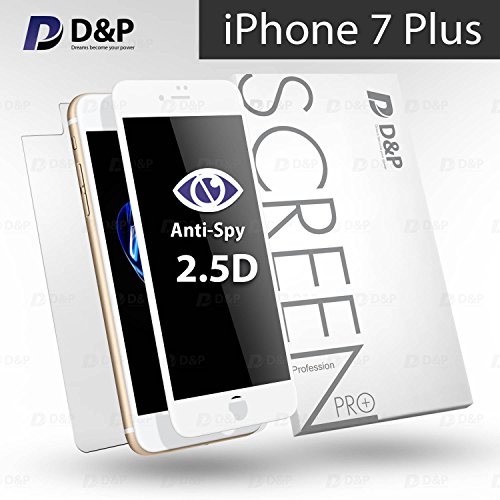 D&P Privacy Screen Protector for iPhone 7/8 Plus 2.5D Curve, 9H Tempered Glass Anti-Spy Full-Screen-Protector Case-Friendly Dry Film Front and Back Anti-Glare