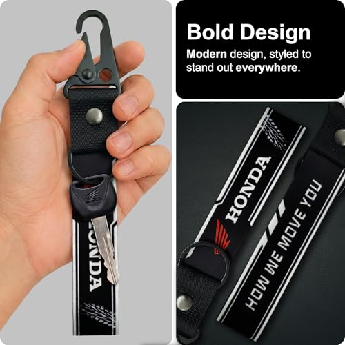 Image of SnapStrap MotoLink Carabiner Keychain Compatible with Honda Bike Strong Heavy-Duty Metal Clip with Fabric Key Ring Bike Accessory (Gunmetal Black)