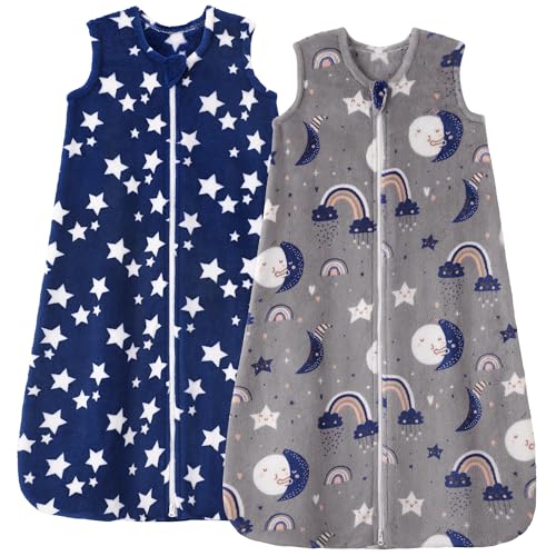 Unnivoll Fleece Baby Sleep Sack 18-24 Months 2.0 Tog Baby Wearable Blanket with 2-Way Zipper Warm Sleeping Sack for Toddler Infant - XLarge Blue Grey Pentagram