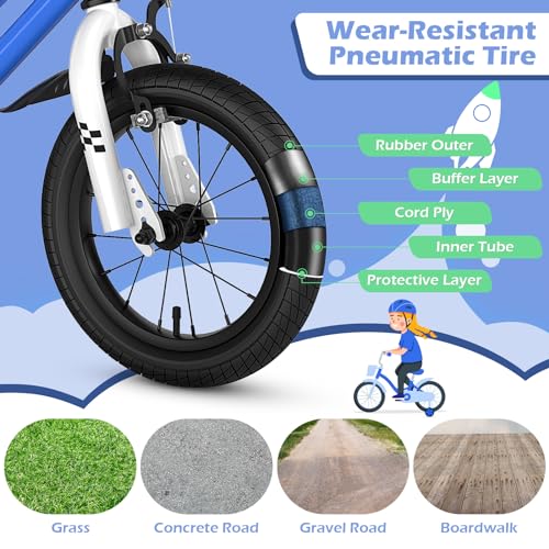 Image of GLACER 12 14 16 18 Inch Kids Bike, Toddlers Bike with Adjustable Seat & Handlebar, Removable Training Wheels, Basket, 95% Pre-Assembled Kids Bicycles for Girls Boys Age 3-8 Years Old