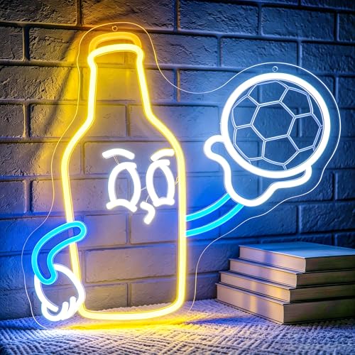 Image of Soccer Neon Sign for Wall Decor Light Up Sign Led Signs for Room Party Home Wall Decor USB Powered