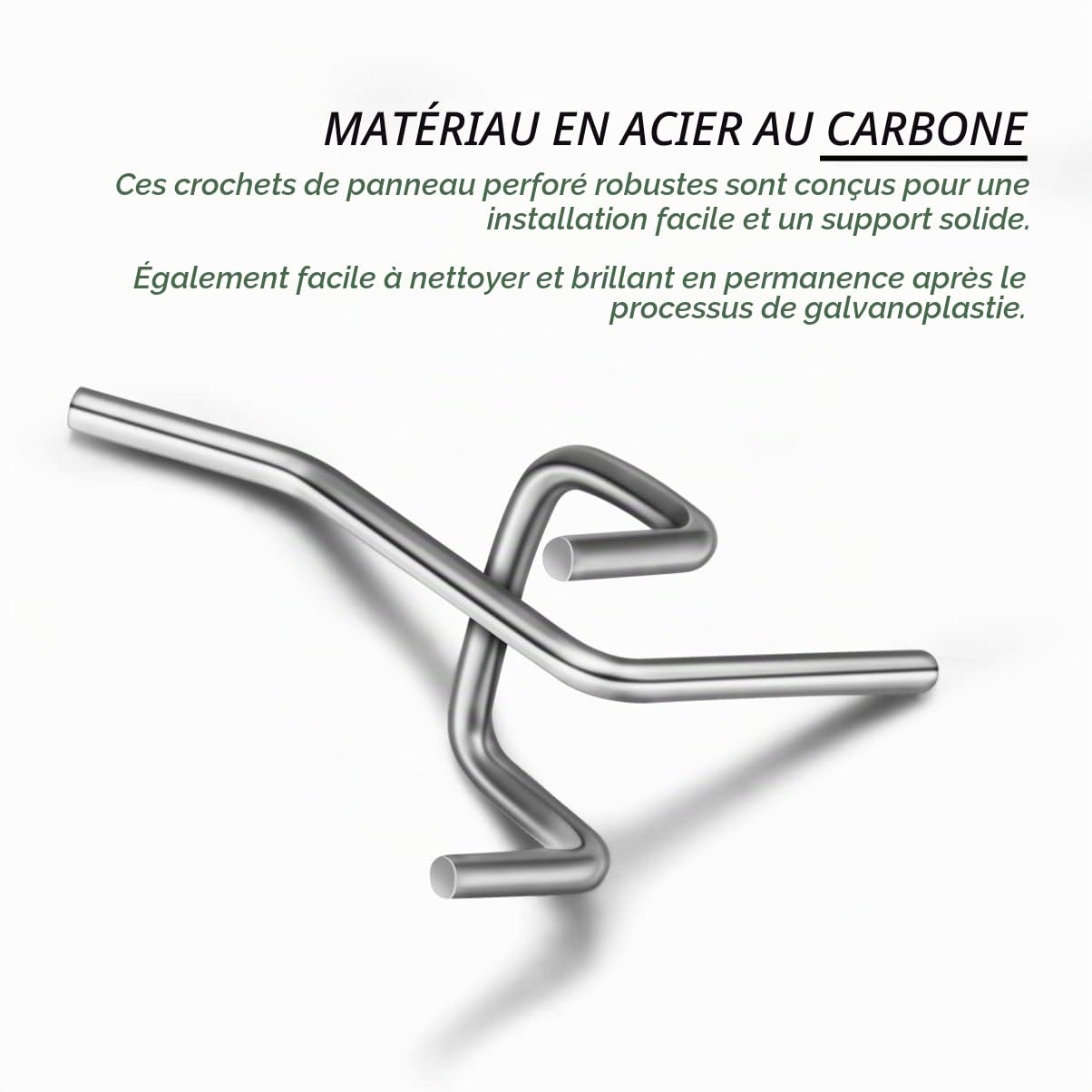 50 pcs Crochets pour panneaux perforés Crochets en métal pour Panneau perforé accessoires pour panneaux perforés crochets de garage Organisation doutils
