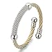 COOLSTEELANDBEYOND Stainless Steel Twisted Cable Cuff Bangle Bracelet for Mens for Women Silver Gold Two-Tone Polished