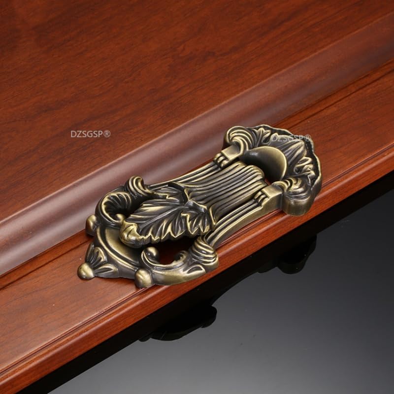 Zinc Alloy Knock Ring Door Knob Pull Retro European Carving Door Knocker Antique Door Knock Handle Furniture Decoration Hardware - (Color: Gold)