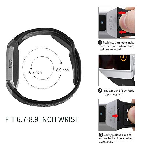Watbro Bands Compatible with Fitbit Ionic, Two-Toned Perforated Soft Silicone Replacement Wristbands Accessory, Breathable Sport Straps for Ionic Smart Watch Large Small