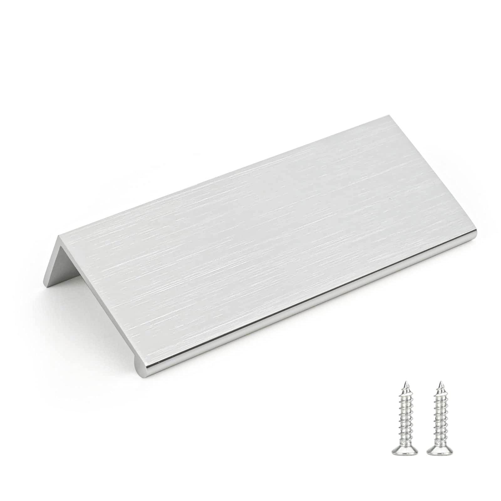 Rergy 10 Pack 3 INCH Cabinet Pulls Brushed Nickel Finger Pulls, Brushed Nickel Edge Pulls for Cabinet Kitchen Cabinet Edge Pulls, 76mm Cabinet Finger