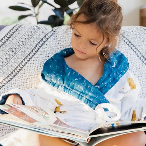 Image of Malabar Baby Organic Cotton Muslin Wearable Hooded Towel, Bath, Pool & Beach Cover-up for Size 3-4 Years - Mystical Night