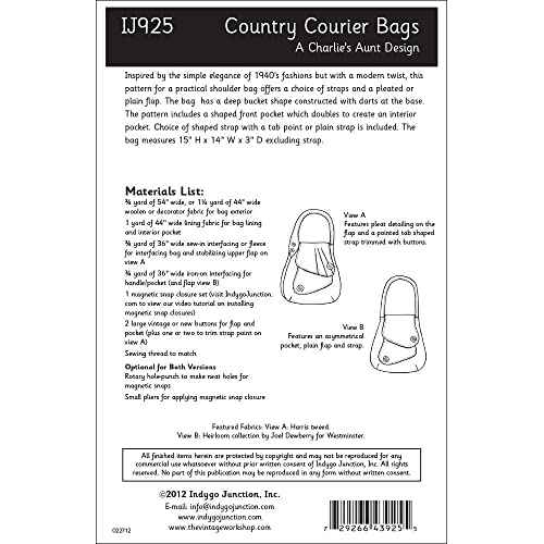 Indygo Junction Country Courier Bag Sewing Pattern #TOP5