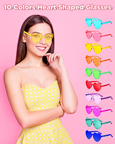 Yunsailing 30 Pcs Heart Glasses Bulk Heart Shape Sunglasses Rimless Color Sunglasses for Bachelorette Women Men Party Favors4