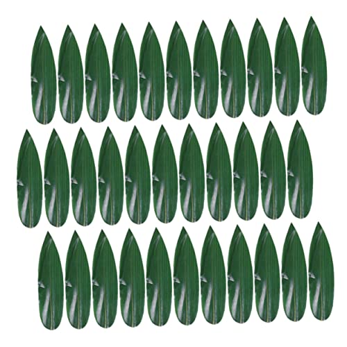 GRIRIW 100pcs Sushi Leaves Fake Leaf Sushi Decor Sushi Boat Platter Fake Grass Sushi Sashimi Plate Leaf Sushi Plate Decorations Sushi Leaf Plate Artificial Leaf Sushi Green
