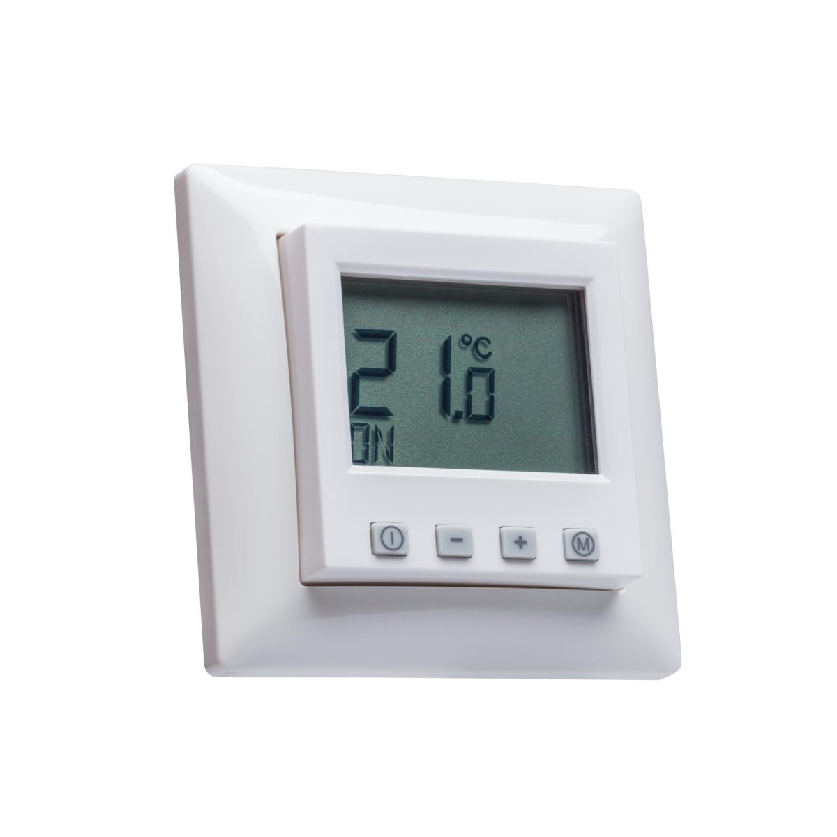 Halmburger digital Raumthermostat ERD55rg, großes Display inkl. Busch Jäger Balance SI 1-Fach Rahmen 1721-914, alpinweiß Glanz für Fußbodenheizung Stellantriebe 230V stromlos geschlossen (NC)