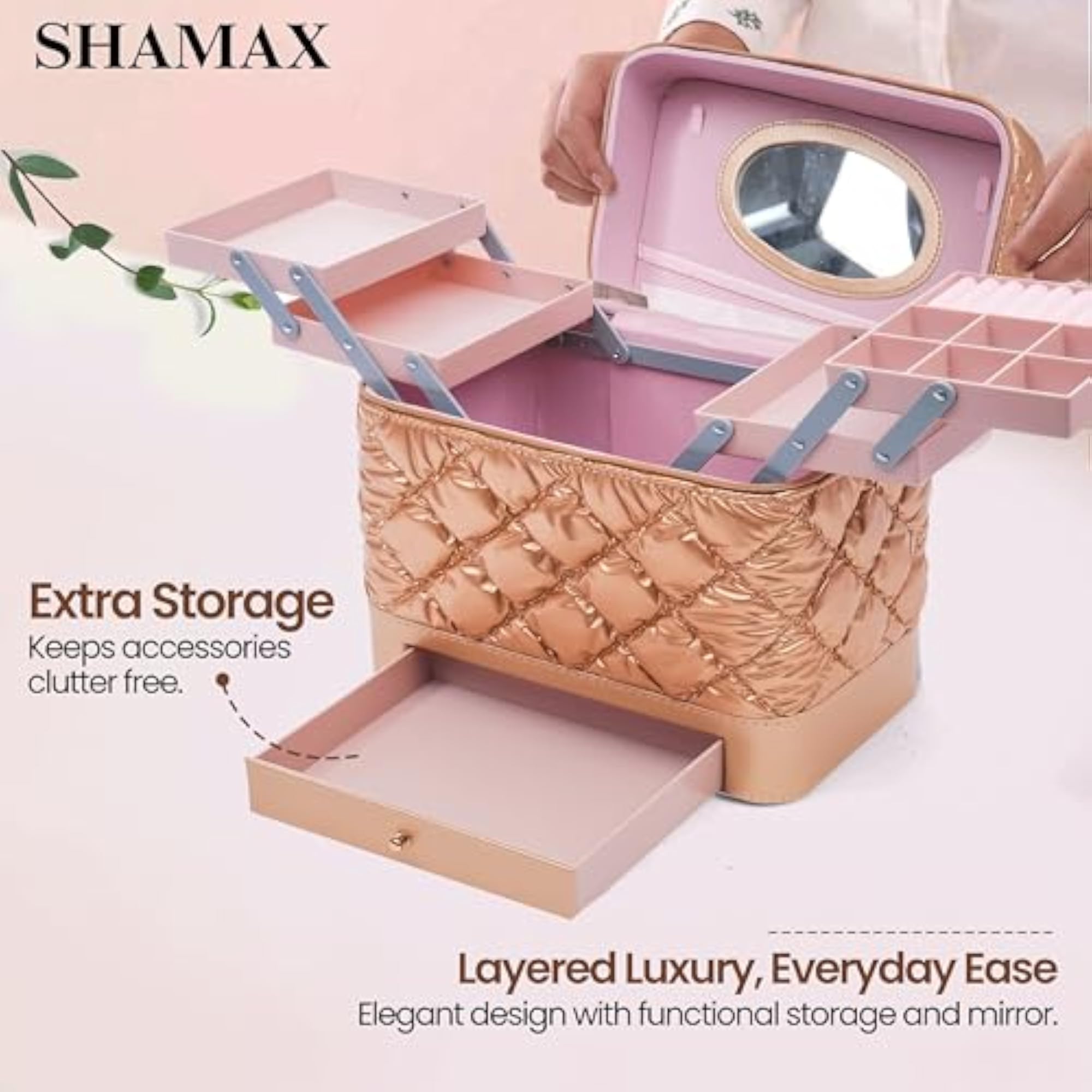 Vanity Box with Mirror, Portable Makeup Organizer