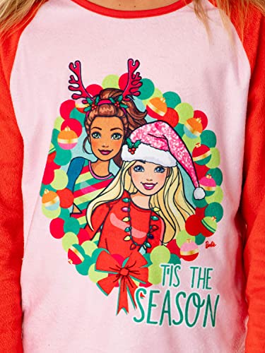 INTIMO Barbie Girls' Christmas Santa Characters Tis The Season Sleep Pajama Set3