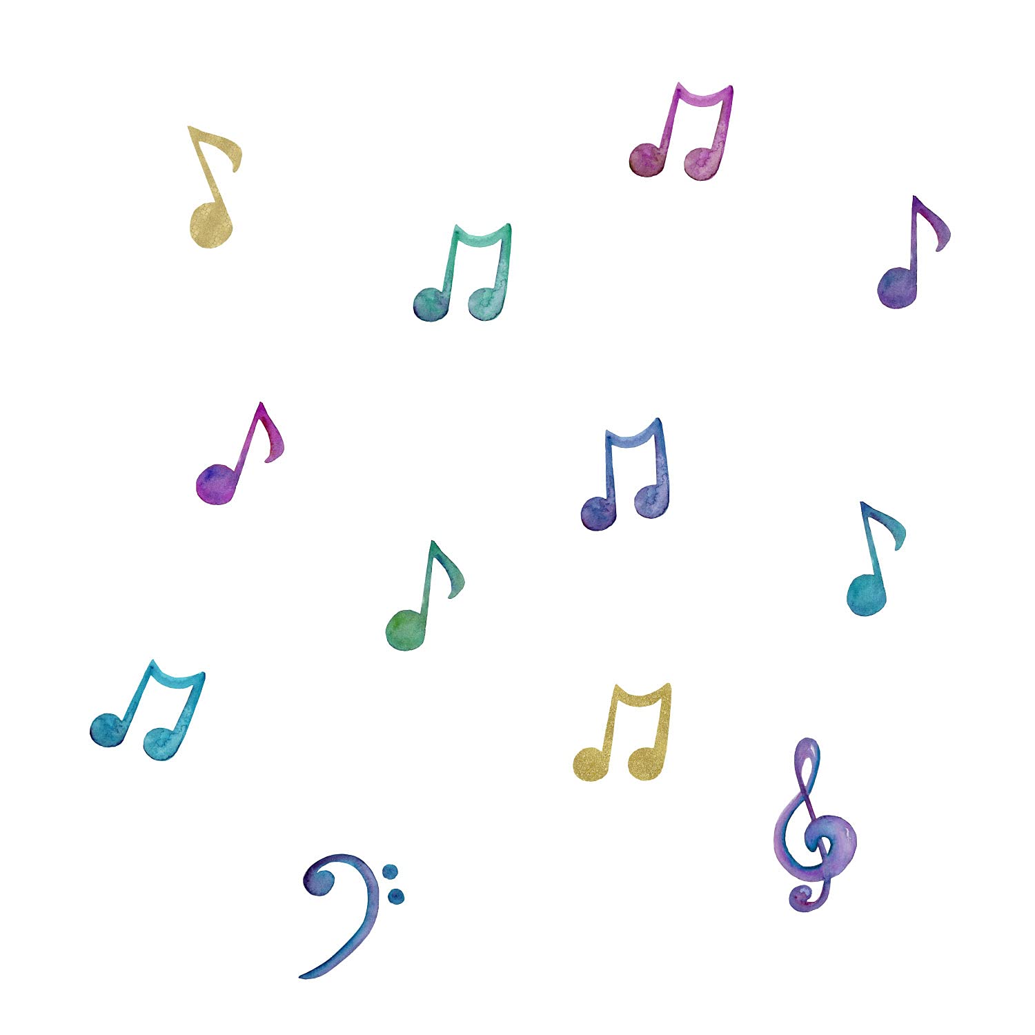 Stickerscape Watercolour Musical Notes Wall Sticker Pack, Multi - Image 2