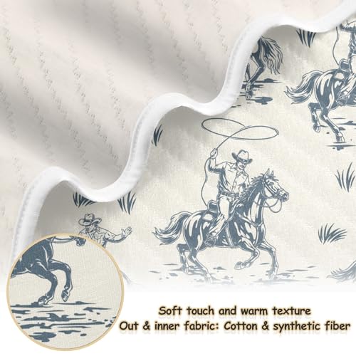 Image of Cowboys Horse Western Baby Blankets Soft Warm Crib Stroller Blanket for Toddler Newborn Girls Boys 30x40in
