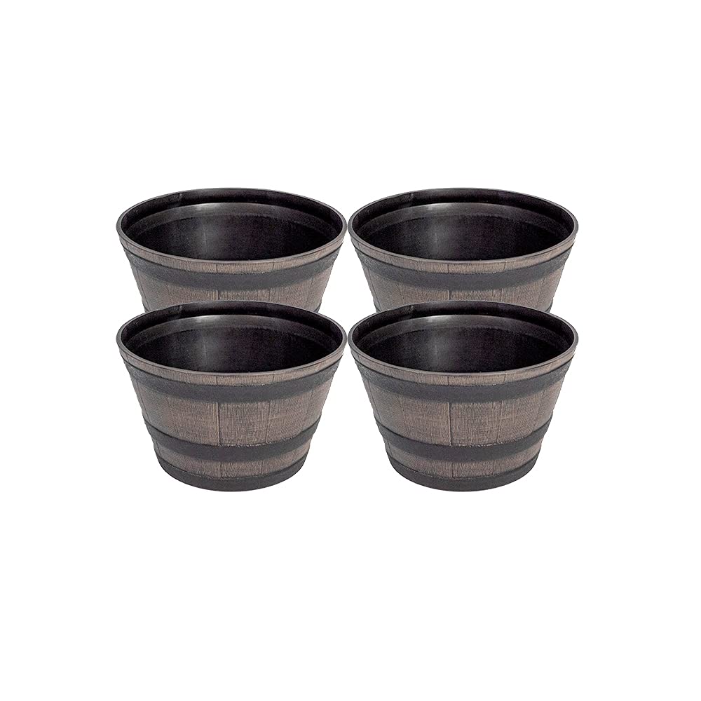Garden Gear Garden Wooden Effect Half Barrel PlanterOutdoor Or Indoor Half Whiskey Cask Flower Pot (X4 Medium) from B&Q