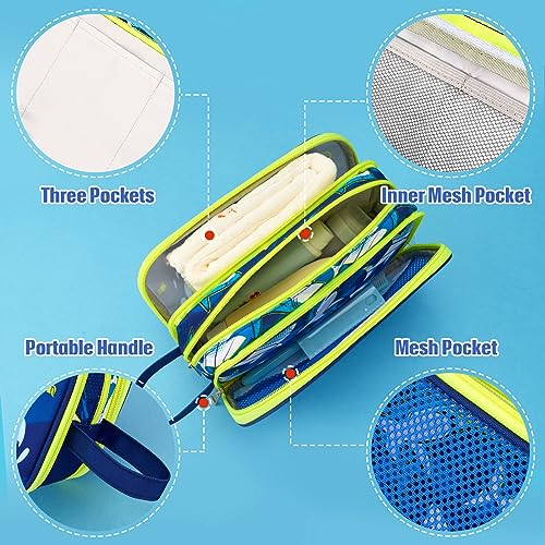 WAWSAM-Shark-Toiletry-Bag-Kids-Toiletry-Bag-for-Boys-Christmas-Birthday-Gift-Camping-Travel-Toiletry-Case-Toiletries-Makeup-Cosmetic-Pouch-Pink-Water-resistant-Wash-Bag-Dopp-Kit-with-Mesh-Pocket