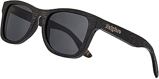 Haigfore Wood Sunglasses Polarized for Men and Women, Bamboo Wooden Frame 100% UV400 Protection (Gray)