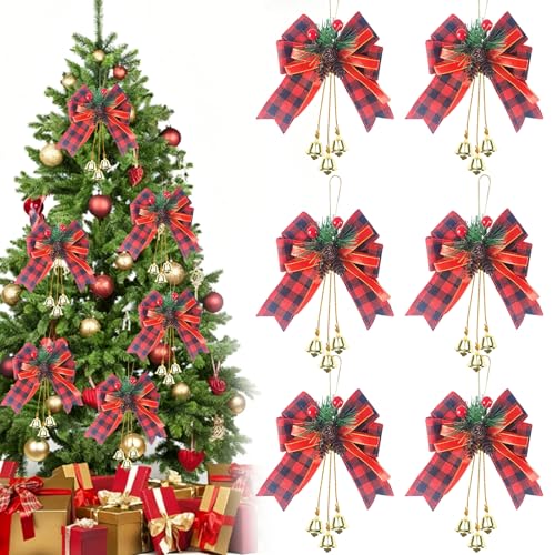 6 Stück Rote Schleifen Weihnachten, Weihnachtsbaum Deko, Schleifen...