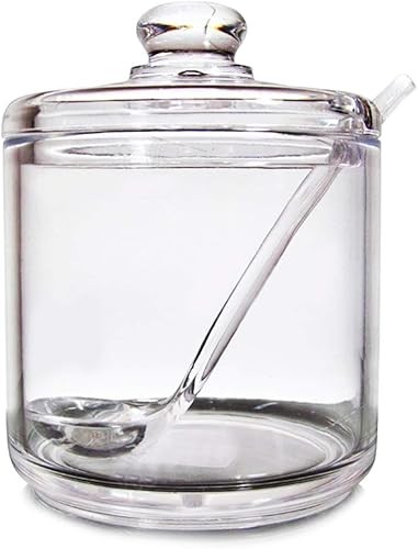 Clean - Azucarero acrílico para especias, tarro de almacenamiento de sal, olla de condimento con tapa y cuchara