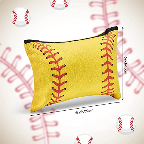Frienda 12 Pcs Softball Makeup Bag Sport Cosmetic Bags Canvas Softball Pouch Bags Portable Makeup Pouch Bag Travel Makeup Organizer for Women Men Team Player Travel (Softball Style)2