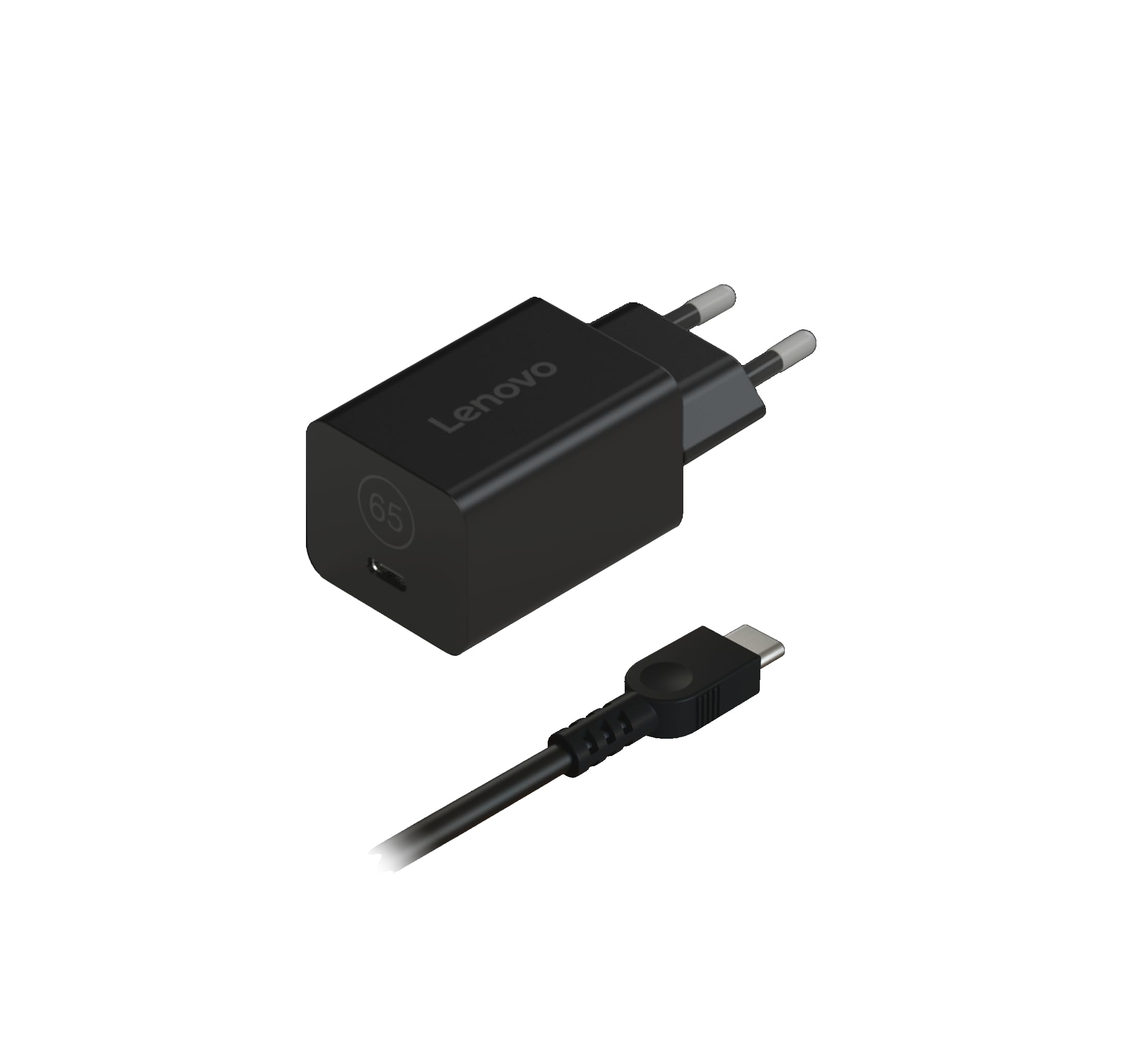 Lenovo GaN Nano 65W Adapter EU, caricatore USB-C da 65W con tecnologia GaN, cavo 1,8 m e volume 49 cc, per notebook e mobilità