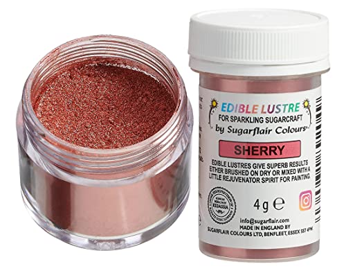 Sugarflair Edible Lustre Sherry - Colorante Alimentario, Polvo Brillante Comestible para Tartas, Pasteles, Cupcakes, Magdalenas, Chocolate, Pastelería, Helados, Postres, Cócteles - 4g