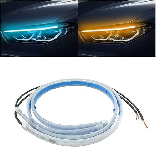Tira de luz LED para faros delanteros, luz de circulación diurna flexible DRL de 24 pulgadas, lámpara de señal de giro de flujo secuencial