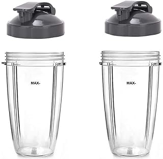 2 Pack 32OZ Cup Replacement with Flip Top to-Go Lid for Nutribullet,Clear Cups Mugs Replacement Part Juicer Accessories for NUTRIBULLET Nutri Bullet 900W 600W Blender Juicer (32oz) (32OZ)