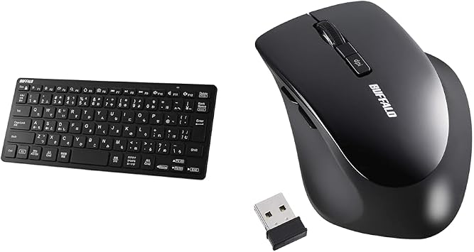 Buffalo BSKBB345BK BSKBB345BK Bluetooth 5.0 Wireless Mini Keyboard, Thin, Portable, Pantograph, 3 Pieces, Multi-Pairing, Japanese, Black, Wireless, Quiet, 5 Buttons, Back/Forward Buttons, Dpi