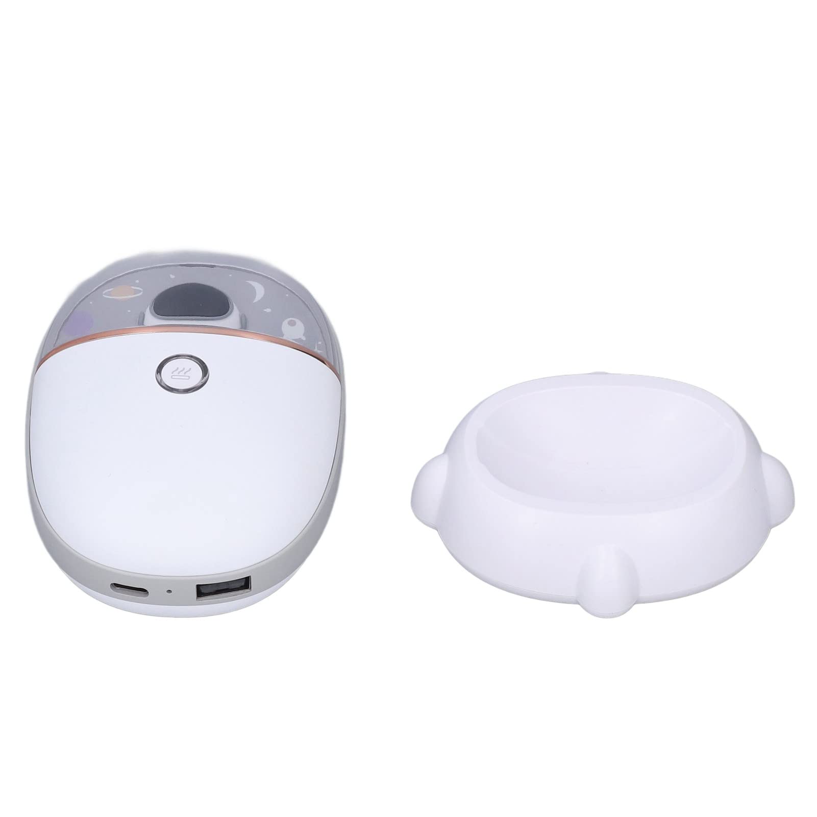 Qcwwy Scaldamani Ricaricabile, Ricarica Alimentata Tramite USB Scaldamani a Doppia Faccia Scaldamani Portatile Power Bank Scaldamani a Grande capacità della Batteria con Luce per L'utilizzo(Bianco)