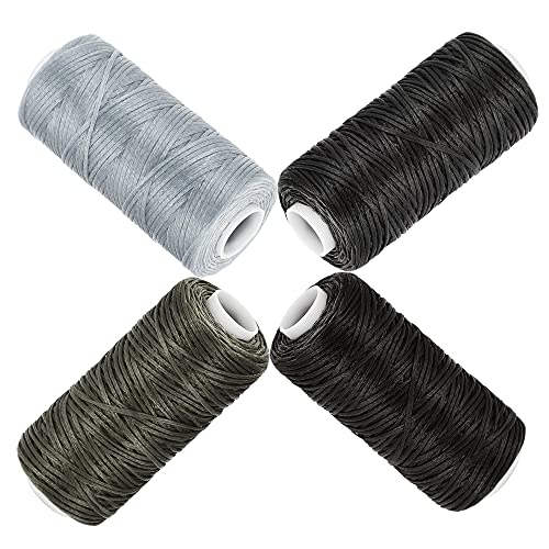 uxcell Set de Hilos Encerados de Poliéster 0.8 mm 55 Yardas para Coser a Mano (Varios Grises, 4 piezas) miniatura 5