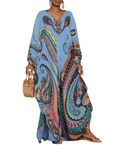 Image of Bsubseach Moo Moos for Women Batwing Sleeve Kaftan Dresses with Pockets