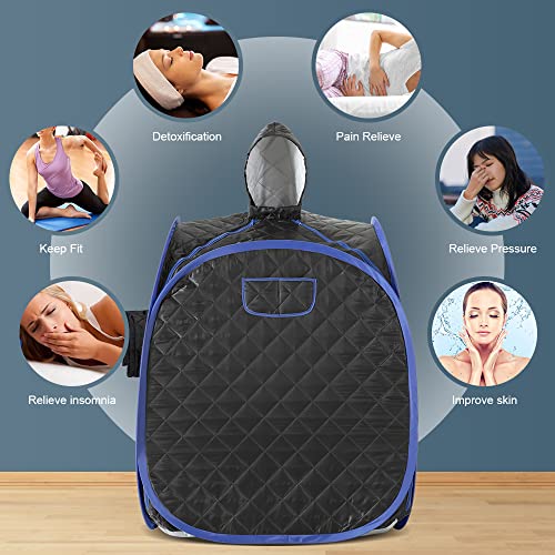 ZONEMEL Portable Steam Sauna, Full Body Home Sauna Spa, 1 Person or 2 Person Share Saunas, 2L Steam Generator with Remote Control (Black, L 33.5”x W 32.3”x H 41.7”) - Image 4