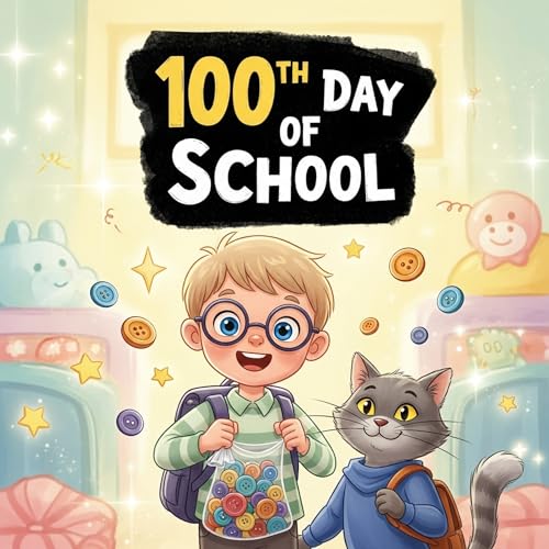 100th Day of School : Liam and Whiskers Solve the Mystery of the Missing Buttons A Fun Illustrated Children’s Picture About Teamwork, Counting to 100, ... Friendship for Preschool, (English Edition)