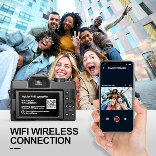 Image of 5K Digital Camera for Photography, 64MP WiFi Vlogging Camera with Dual Lens & 180 Flip Screen, 16X Zoom, Point and Shoot Camera Kit with 32GB Card for Beginners, Teens & Content Creators