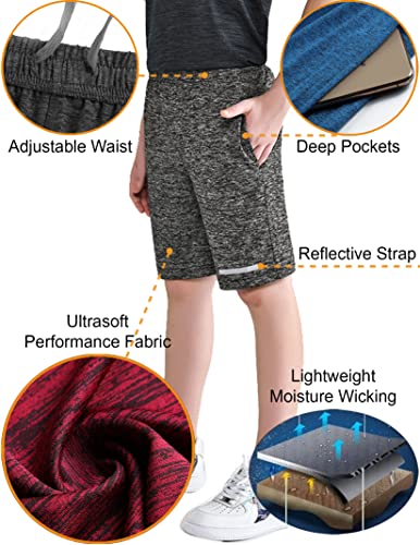 5 Pack Big Boys Youth Athletic Mesh Basketball Shorts With Pockets Quick Dry Activewear (Set 4, X-Large) #TOP7