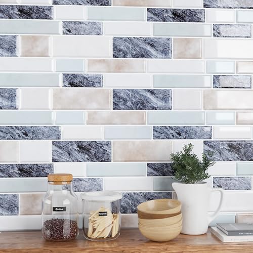 Azulejos para despegar y pegar autoadhesivos azul Carrara de 12x12 pulgadas 7