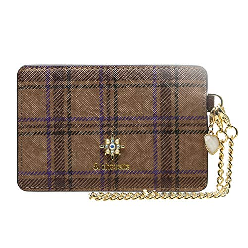 【セット品】＆chouette ＆シュエット シンプル チェック ビジュー パスケース カード入れ 定期入れ レディース サマンサ (パスケース、チャーム) (ブラウン)
