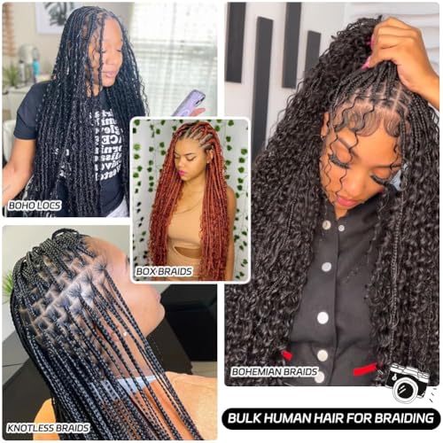 Boho Curly Human Hair Braiding Hair, 100% Virgin Hair, 110g 2-Bundle Pack