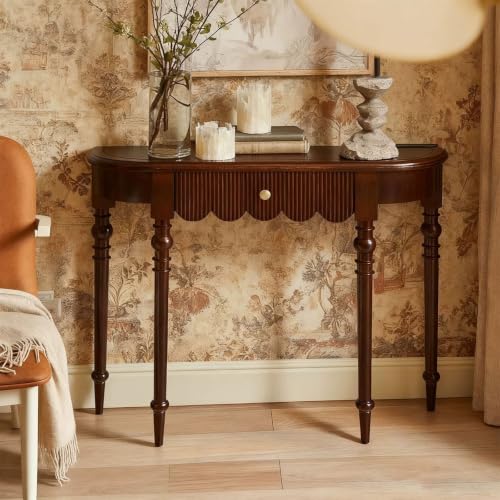 Consola recibidor de madera Walnut mesa de pasillo para espacios pequeños 2